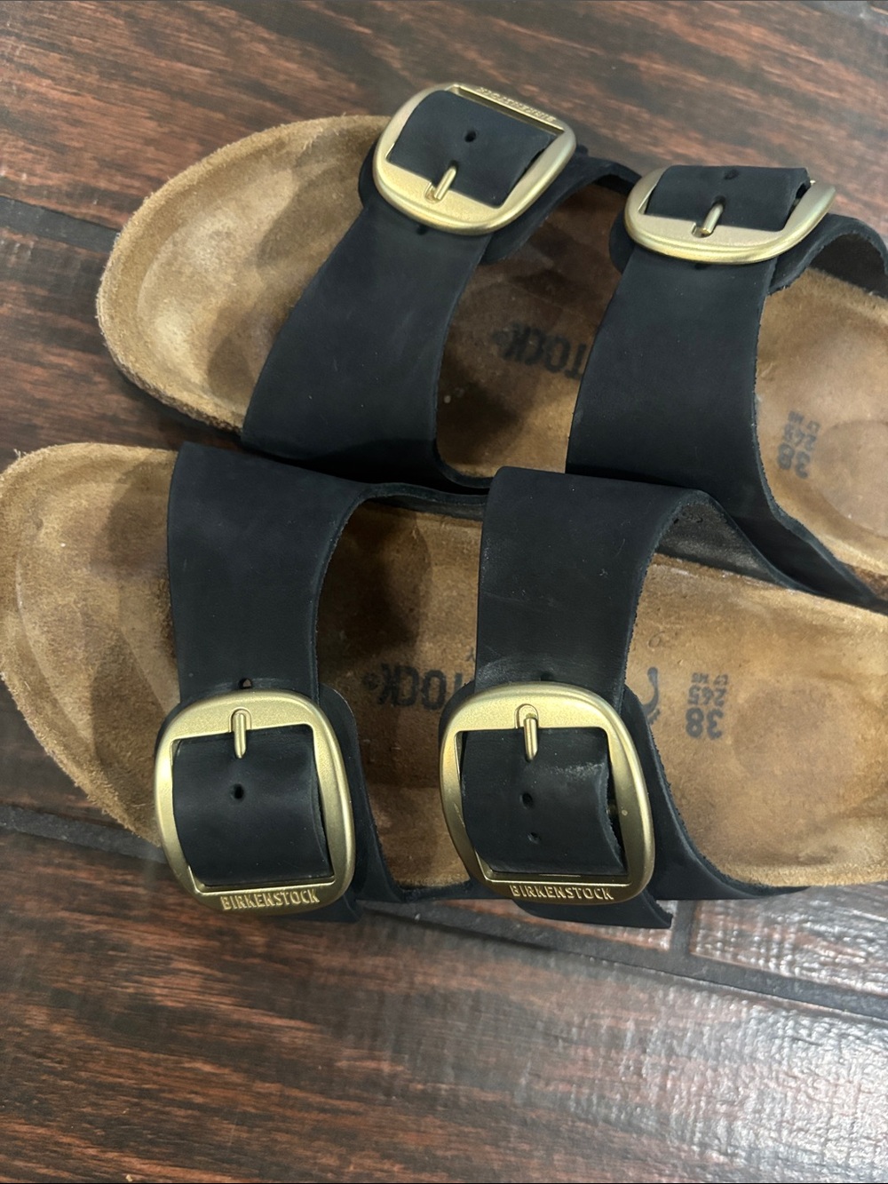 Birkenstock big buckles Double Strap Sandals with Gold Buckles